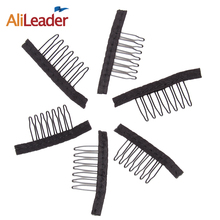 Alileader 12Pcs/Lot 7 Teeth Wig Comb For Wig Caps Clips For Weave Stainless Steel Black Hair Combs For Wigs Best Supplier Made 2024 - buy cheap