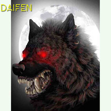 Full Square Diamond painting Cross stitch wolf with red eyes  Full Round Diamond embroidery DIY 3D Diamond mosaic 2024 - buy cheap