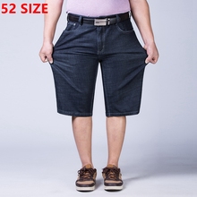 Large size summer thin section plus size stretch knee  denim shorts Male big size stretch five-point denim shorts 2024 - buy cheap