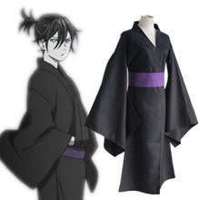 Fantasia para cosplay de noragami do anime yato, kimono preto yukata, vestido de festa para halloween 2024 - compre barato