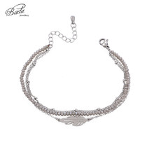Badu 3 Layered Chain Bracelet for Women Stainless Steel Leaf Pendant Bracelets Crystal Beads Delicate Party Jewelry Wholesale 2024 - buy cheap