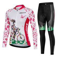 Conjunto de Ropa de Ciclismo para mujer, maillot de equipo de bicicleta de montaña, pantalones, Ropa deportiva de Ciclismo larga 2024 - compra barato
