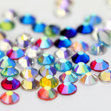 Diamantes de imitación de cristal sin fijación en caliente para decoración de uñas, gemas brillantes de colores variados AB, SS3-SS30 de parte posterior plana, B0989, 1440 Uds. 2024 - compra barato