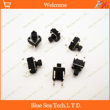 200 pcs 6*6*7.3mm tátil botão interruptor/interruptor micro, 6x6x7.3mm quadrado interruptor de botão preto