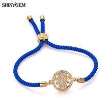 ShinyGem Adjustable Bracelets Rose Gold/Gold/Black/Silver Plated Girl Charm Bracelets Round CZ Love Child Kid Bracelet For Women 2024 - buy cheap