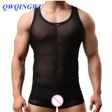 Slim Men Undershirt Muscle Vest Quick Dry Transparent Nylon Summer T Shirts Mesh Men Undershirt Sleeveless Sleepwear Underwear 2024 - buy cheap