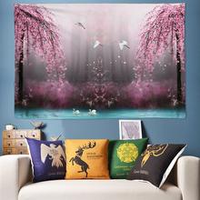 Tapete de parede romântico de flor e pássaro, tapetinho de mandala, hippie, boho, psicodélico, tapete de parede com 120x160, 170x240, 200x300cm 2024 - compre barato