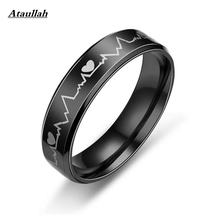 Ataullah кольцо из нержавеющей стали 316L черный электрокардиограмма сердцебиение кольца для мужчин черное кольцо ювелирные изделия RWD7-057 2024 - купить недорого