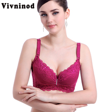 Vivninod-Sujetador de realce para mujer, Bralette de encaje de talla grande, ajustado, ropa interior Sexy, sujetador acolchado C D E Plus 2024 - compra barato
