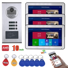 Video Intercom Systems 3 Apartments 10 inch Record Wired  AHD 720P Video Door Phone Intercom System RFID IR-CUT Camera 2024 - buy cheap