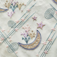 Moonstar design tecido renda bordada vestido de casamento tule saia material tecidos para patchwork 2024 - compre barato