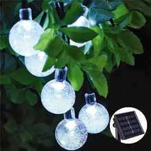 New 50 LEDS 10M White Solar Lamp Crystal Ball LED String Lights Waterproof Fairy Garland For Outdoor Garden Xmas Wedding 2024 - buy cheap