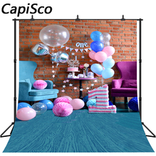 Capisco Brick Wall Balloons 1st Birthday Cake Baby Photography Backgrounds Customized Photographic Backdrops For Photo Studio 2024 - buy cheap