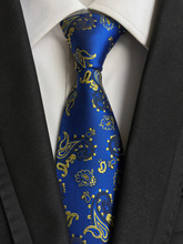 8 см новый стиль галстук джентльмена традиционный галстук синий с модным Пейсли 2024 - купить недорого