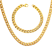 LUXUKISSKIDS Hot Necklace Set For Men Stamp Trendy Wholesale Gold Chain Necklace Bracelet African Jewelry Sets 2024 - buy cheap