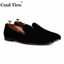 COOL TIRO Autumn style Luxurious black men velvet shoes Fashipn party and wedding men Handmade Genuine Leather loafers 2024 - buy cheap