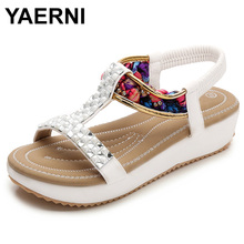 YAERNI 2019 summer new fashion bohemian style sandals women comfortable rhinestone decorative thick sole casual sandalsE1175 2024 - buy cheap