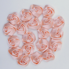 10 peças/saco cor coral 3.5cm fita de cetim rosa flor tecido de seda flor artesanal diy casamento buquê acessórios de pano cabelo 2024 - compre barato