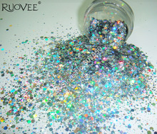 Holographic Laser Silver Color Nail Glitter Mix Hexagon Paillette Spangle Powder Shape for Nail Art Glitter Craft Decoration 2024 - buy cheap