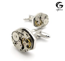 iGame New Arrival Mechanics Cuff Links Silver Color Watch Movement Design Shirt Cufflinks Free Shipping 2024 - buy cheap