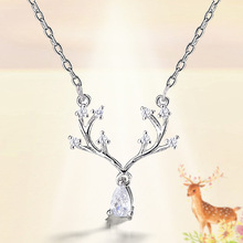TOUCHEART-collares con colgante de alce de plata para mujer, cadena de cristal con estilo, astas de ciervo, SNE190128 2024 - compra barato