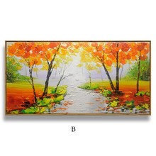 Original Artist Handmade Wall Art Modern Oil Painting riverside forest trees landscape On Canvas Pictures For Living Room 2024 - buy cheap