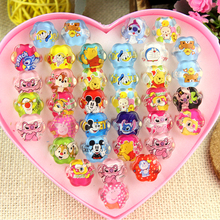 36pcs Cute Children Ring Heart Shape Animal Cartoon Plastic Resin Lucite Rings Jewelry for Kid Boys Girls Gift Wholesale 2024 - buy cheap