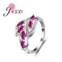 Anillo de plata esterlina 925 para mujer y niña, sortija de boda con Zirconia cúbica brillante, color fucsia, precio al por mayor 2024 - compra barato