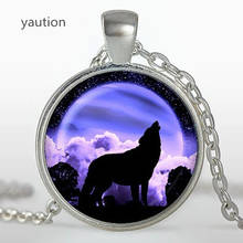 New hot Wolf & Moon Pendant Wolf's Moon Necklace Purple Moon Jewelry Black and Purple Full Moon Jewelry Wolf Pendant 2024 - buy cheap