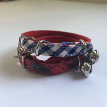 Free shipping wholesale pet cat collar classic  plaid pattern with elastic belt safe velvet lining red/blue 50pcs/lot 2024 - buy cheap