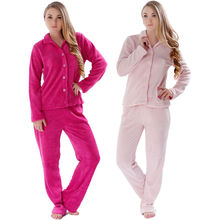 Pijamas cálidos de Invierno para mujer, trajes de dormir de talla grande, ropa de casa, conjunto de Top y pantalón de lana Coral 2024 - compra barato