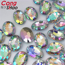 Cong Shao-piedras y cristales de fondo afilados, accesorio de joyería artesanal de Color acrílico, Diamante ovalado, CS15, 100 Uds., 13x18mm 2024 - compra barato