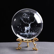 80mm Miniature Wapiti  Glass Ball 3D Laser Engraved Crystal Decoration Crystal Sphere Home Decor Ornament Birthday Gift Globe 2024 - buy cheap