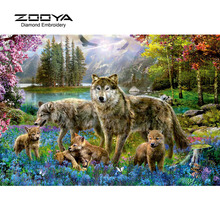 5D DIY Diamond Painting Wolves Forest Landscape Crystal Diamond Painting Cross Stitch Wolf Needlework Home Decorative BJ794 2024 - buy cheap