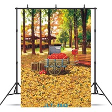 Trolley Apples Yellow Leaves Tree Photographic Background For Portrait Children Baby Shower Vinyl  Backdrops Photo Shoot 2024 - buy cheap