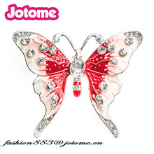 50mm Custome Clear rhinestone Acrylic Red butterfly brooches Enamel animal pin for dress garment 2024 - buy cheap