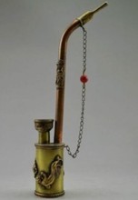 Pipa para fumar de lagarto Fénix dragón de cobre hecha a mano decorada a mano coleccionable Artesanía de Metal L15cm de antigüedad 2024 - compra barato