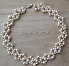 Collar de perlas de agua dulce para dama de honor, joyería de boda hecha a mano, Color blanco auténtico, 16 pulgadas, 5-9mm, venta al por mayor 2024 - compra barato
