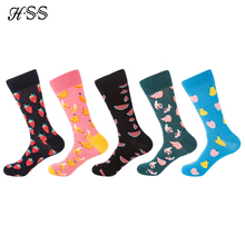 HSS-Calcetines de algodón de estilo Skateboard para hombre, medias coloridas y divertidas, de diferentes colores, 5 par/lote 2024 - compra barato