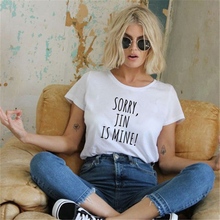 Showtly SORRY JIN IS MINE Letter Printed New Fashion Women Short Sleeve O-neck Funny T-shirt Casual Women Tee Shirt Streetwear 2024 - buy cheap