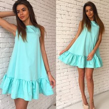 Women Dress New Arrival Solid Sleeveless Summer Dress O neck Casual Loose Knee-Length Dresses Vestidos A-Line Beach dress 2024 - buy cheap