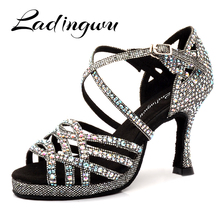 Ladingwu Latin Dance Shoes  Platform Tango Shoes Dance Ballroom Shoes Girls Rhinestone High Heels Glitter Salsa Jazz Dance Shoes 2024 - buy cheap
