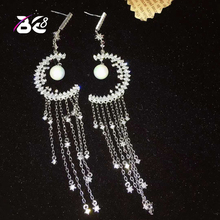 Be 8 Latest AAA CZ Stone Brincos Long Drop Dangle Earrings for Women Jewelry Moon Shape Dangle Earrings Boucle d'oreille E593 2024 - buy cheap
