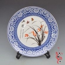 Antique Jingdezhen ceramic decorative plate, orchid hanging plate home decoration 2024 - buy cheap