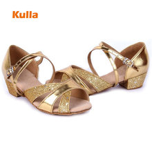 Girls Latin Dance Shoes Kids Shoes Jazz Soft Sole Gold Silver Practice Dancing Shoes Women Low Heels Child Ballroom Dance Shoes 2024 - buy cheap