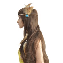 Ethnic Bohemian Brown Feather Headbands for Women Gypsy Hippie Head Decoration Turkish Tribal Festival Wedding Hair Accessories 2024 - buy cheap