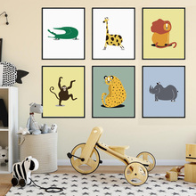 Cartoon Animal Crocodile Giraffe Lion Tiger Nordic Posters and Prints Wall Art Canvas Painting Wall Picture baby Kids Room Decor 2024 - buy cheap