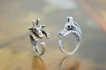 Wholesale New Retro Antique Silver Plated Giraffe Ring Animal Wrap Knuckle Rings Gift Idea for Best Friends 2024 - buy cheap