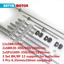 6Pcs SBR20 300 600 1000mm linear guide Rail  & Ballscrew SFU1605 350 650 1050mm & 3set BK/BF12 etc. for CNC Part / 3D printer 2024 - buy cheap