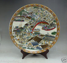 Rare 10 inches Chinese Famille Rose hand-painting Riverside Porcelain big Plate 2024 - buy cheap